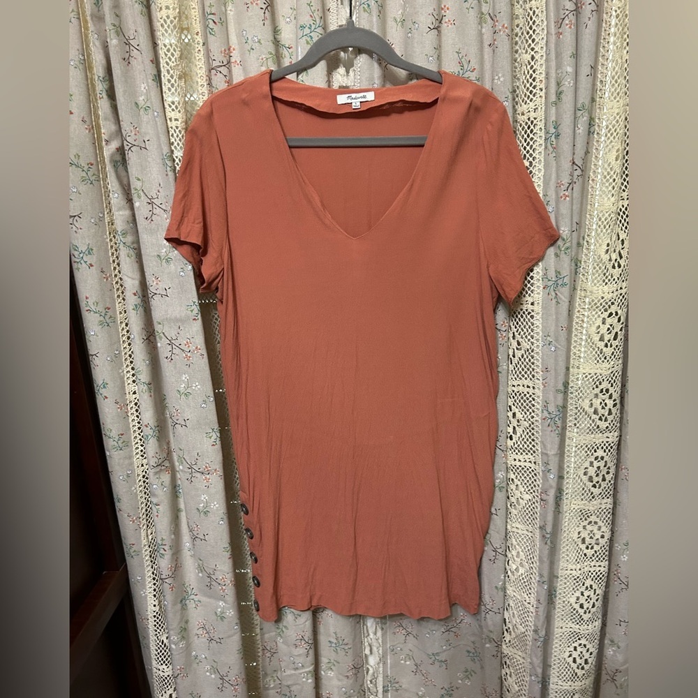 Madewell Side Button Easy Dress Burnt Orange Size Large